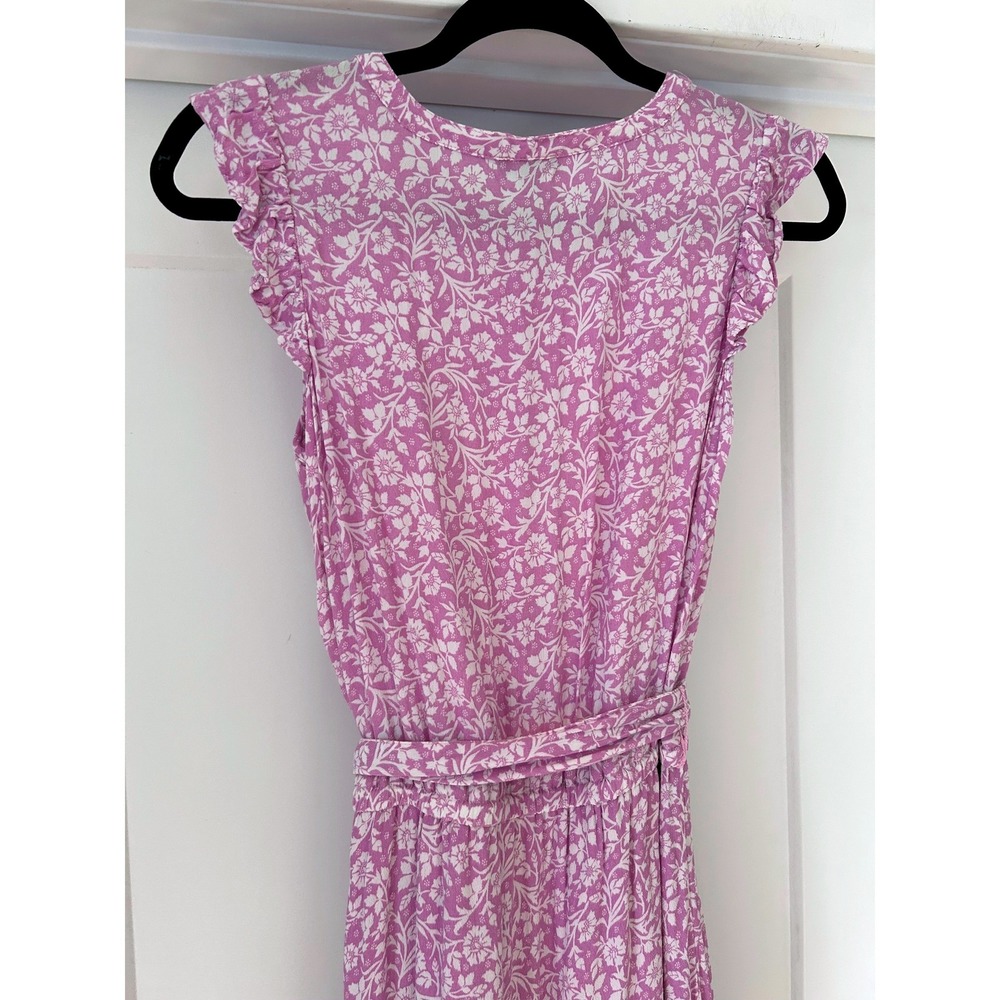 Talbots Petite Orchid Pink Floral Ruffle Tiered Midi Dress 6P Flutter Sleeve - Picture 7 of 11